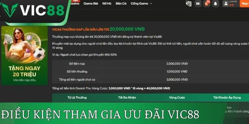 Điều kiện chung khi tham gia ưu đãi VIC88